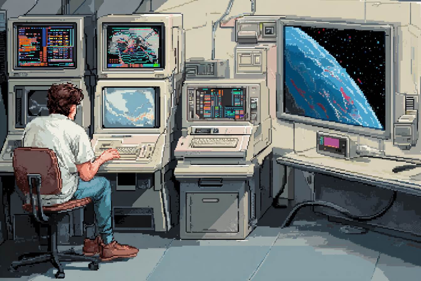 student working at terminal